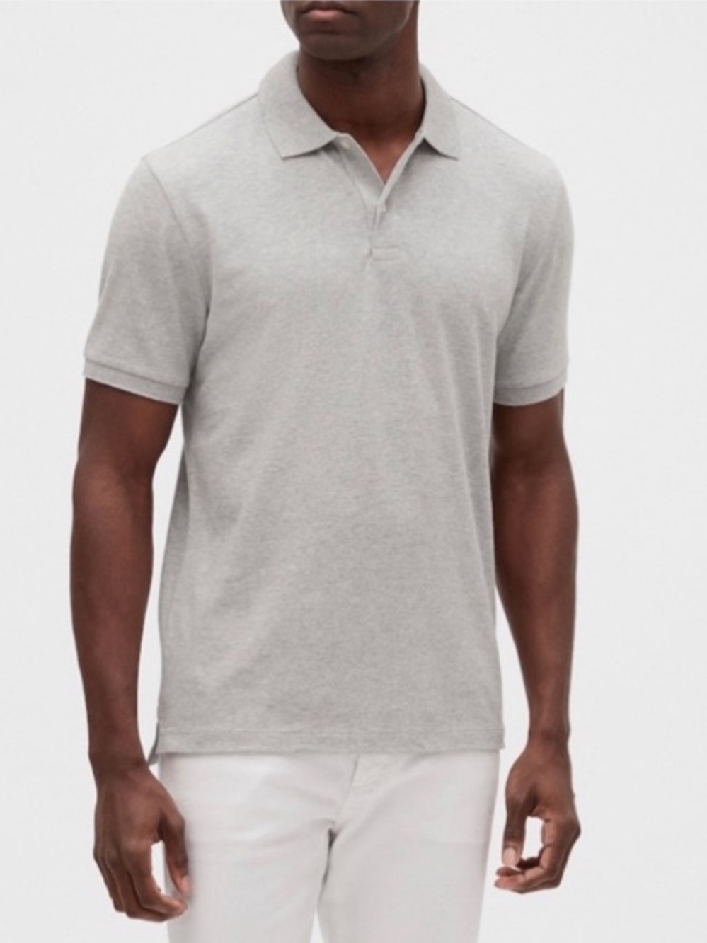 🍇 GAP Gray Pique Polo Shirt Stretch Moisture Wicking NWT L